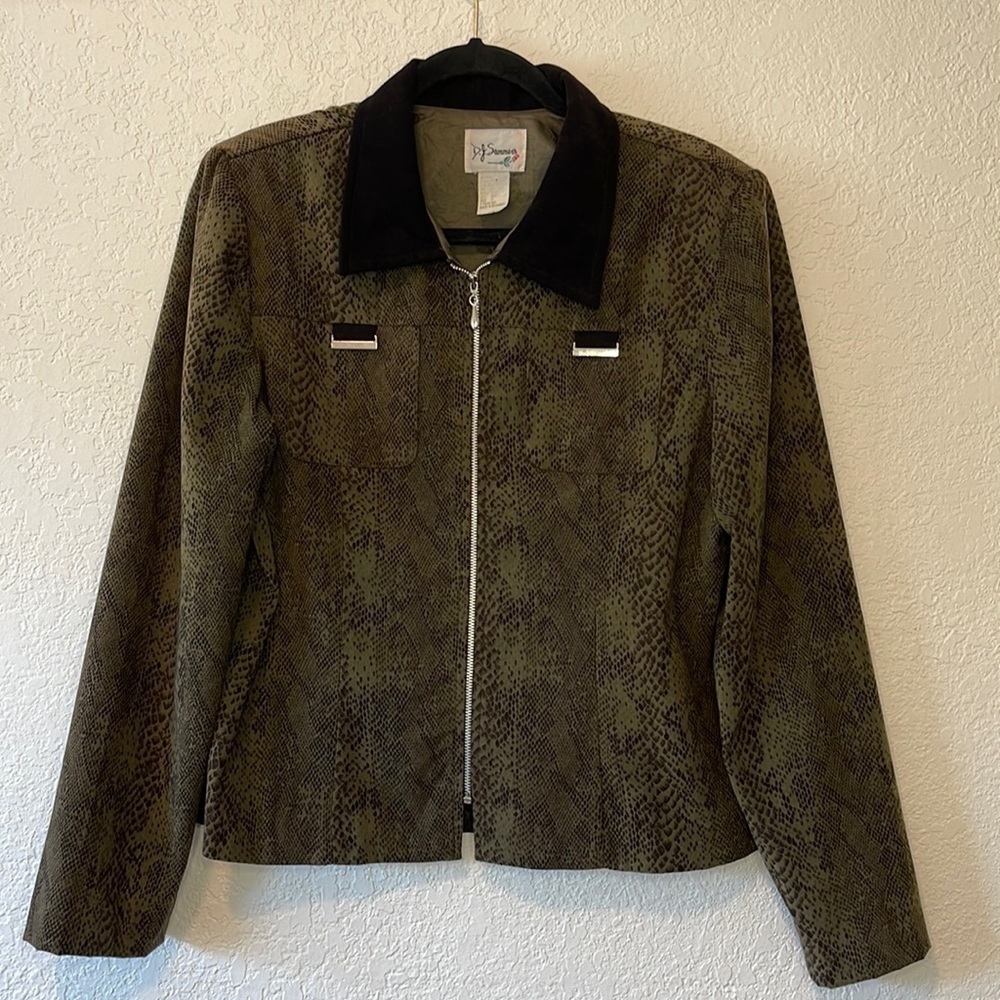 D.J. Summers Snake Print Blazer Vintage Size 12 Green
